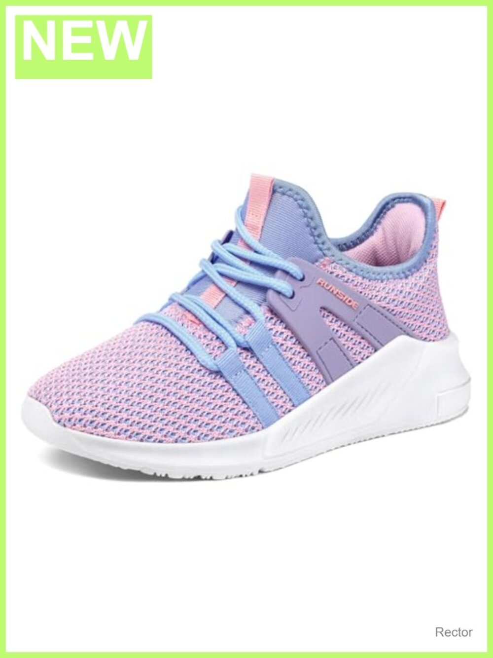 Girls Lace-Up Knitted Mesh Running Sneakers Lightweight Breathable